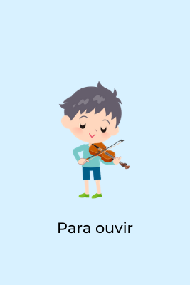 Ilustração de um menino tocando o violino em fundo azul claro