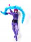 Baby em ensaio fotográfico com figurino de shows em roxo e turquesa