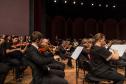 Orquestra no palco do Guairão