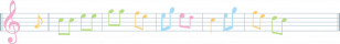 Imagem de uma partitura com notas coloridas