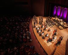 Orquestra Sinfônica do Paraná em concerto realizado no palco do Guairão em 2024