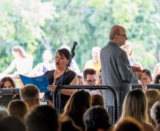 MON ficou lotado para celebrar a genialidade de Mozart com a Orquestra Sinfônica do Paraná, sob a regência do maestro Roberto Tibiriçá e a participação especial da soprano Marilia Vargas.