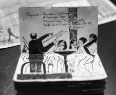 Fã da Orquestra Sinfônica do Paraná e de Beatles, artista ilustra concertos há uma década