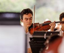Orquestra Sinfônica do Paraná no Museu Oscar Niemeyer em dezembro de 2025