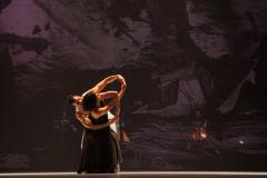 Cenas da apresentação de Orfeu e Eurídice, com os dois elencos