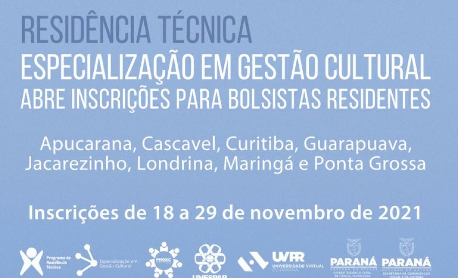 Residência Técnica - Especialização em Gestão Cultural abre inscrições para bolsistas residentes