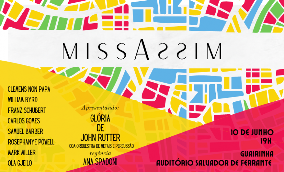 Arte gráfica divulgando as informações do evento Missa Assim