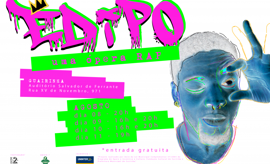 imagem gráfica com informações sobre apresentação Édipo