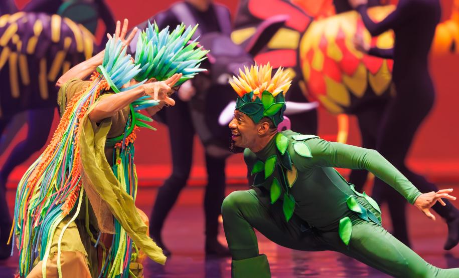 Cenas do espetáculo, um mundo mágico e cheio de cores