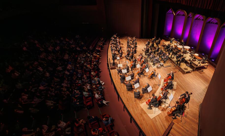 Orquestra Sinfônica do Paraná em concerto realizado no palco do Guairão em 2024