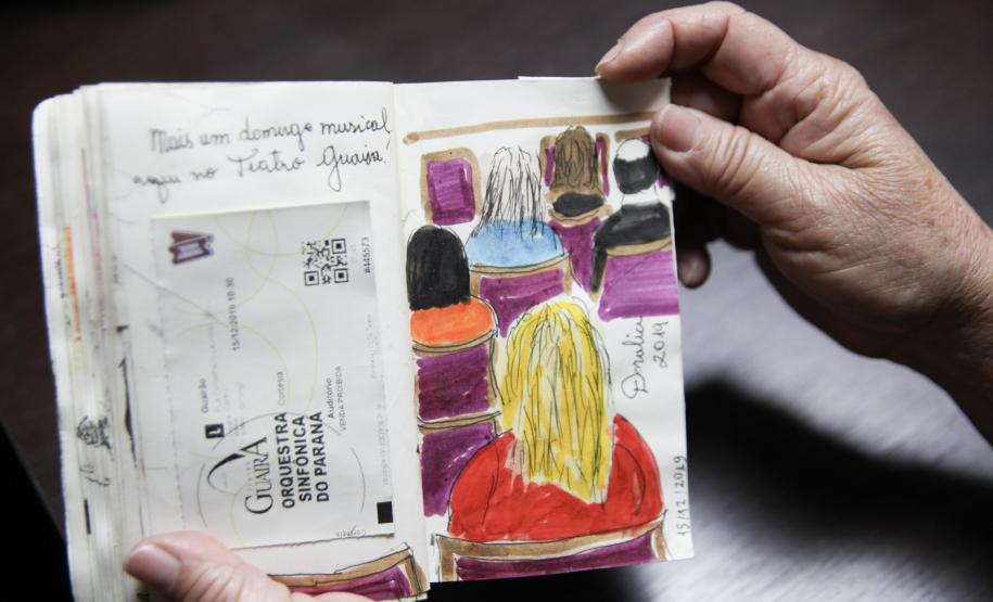 Fã da Orquestra Sinfônica do Paraná e de Beatles, artista ilustra concertos há uma década