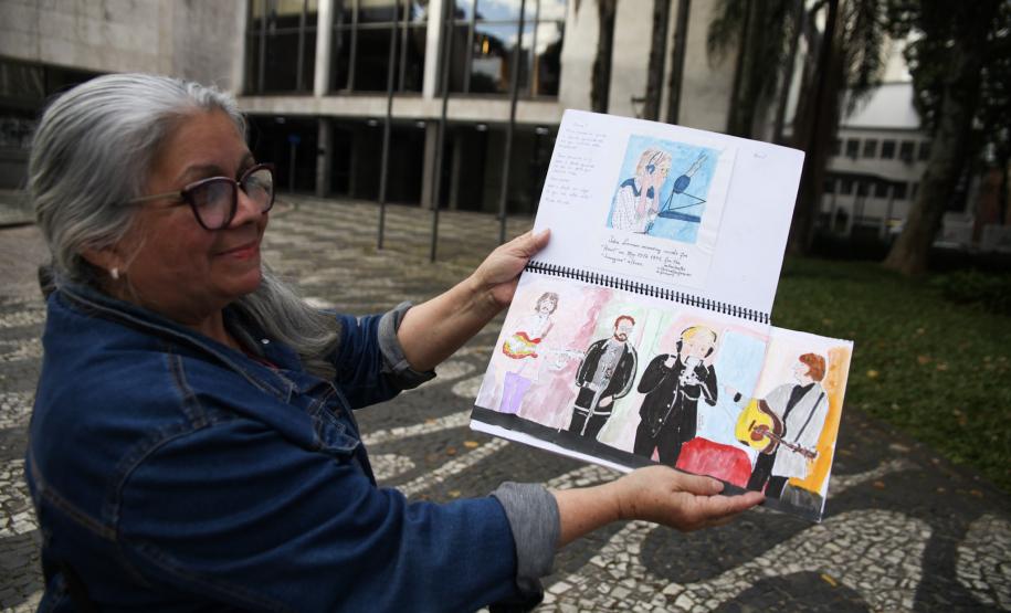 Fã da Orquestra Sinfônica do Paraná e de Beatles, artista ilustra concertos há uma década